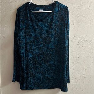 Chico's Teal and Black Long Sleeve Top